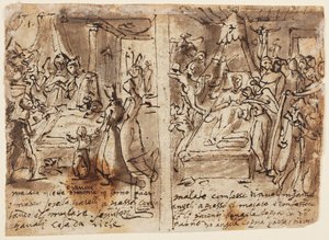Pagina di un taccuino; Il pio morente da Jan van der Straet, called Stradanus