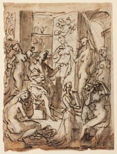 Recto: Zeuxis dipinge Elena; Verso: Studi di figure per un
