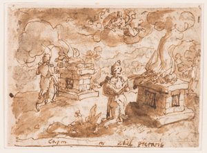 Sacrifici di Caino e Abele, disegno preliminare per "Spiritus Pietatis" (Lo Spirito della Pietà, tavola 6 nella serie di stampe "I Sette Doni dello Spirito Santo") da Jan van der Straet, called Stradanus