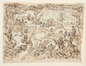 Pagina di taccuino con caccia al coniglio da Jan van der Straet, called Stradanus
