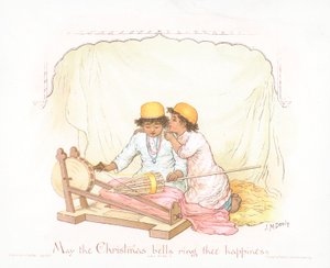 Ragazzi arabi, cartolina di Natale (cromolitografia)