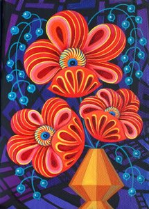 Fiori rossi con bacche, 2016 da Jane Tattersfield