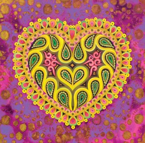 Cuore folk di San Valentino su rosa