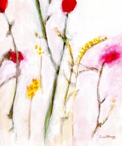 Floreale in arancione e lilla, c.2019 da Janel Bragg