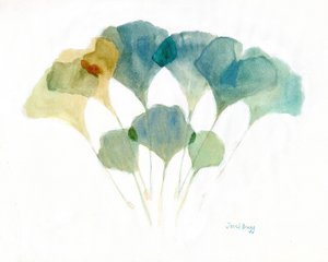 Foglie di ginkgo stratificate con colori tenui, circa 2021
