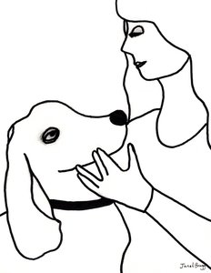 Vincent e Janel in Black Lines, 2024 circa (pennarello su carta) da Janel Bragg