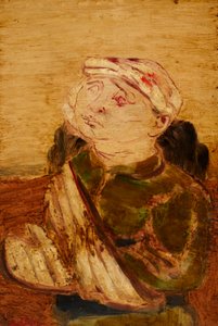 Ferito - Ritratto di uomo con berretto (acrilico su carta su tavola)