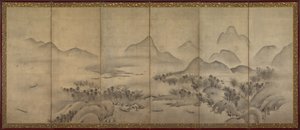 Paesaggio al chiaro di luna (uno di una coppia) da Japan, Muromachi period