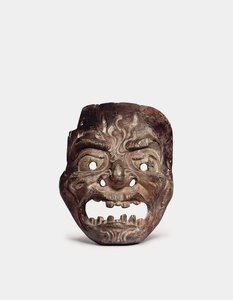 Una maschera di legno Gigaku da Japanese School