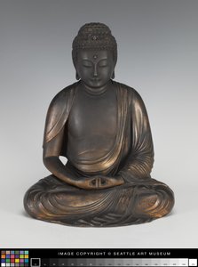 Amida Buddha su un piedistallo di loto