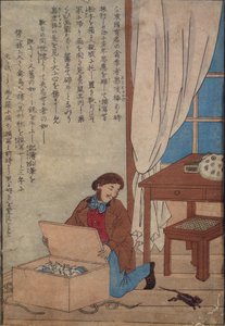 Audubon apre la sua scatola di acquerelli distrutti dai ratti norvegesi da Japanese School
