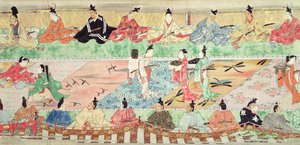 Scena di banchetto da un rotolo dipinto del Racconto di Muramatsu, inizio XVII secolo da Japanese School