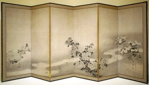 Crisantemi presso un ruscello da Japanese School