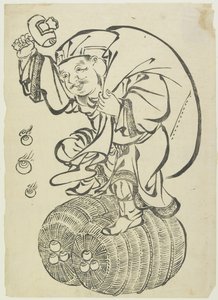 Dio Daikoku che danza su balle di riso, metà-fine XVIII secolo