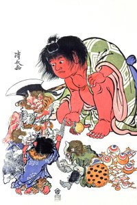 Demoni, metà XIX secolo (stampa) da Japanese School