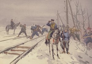 Distruzione della Ferrovia Manciuriana da parte di una Banda di Ladri Hunhutse da Japanese School