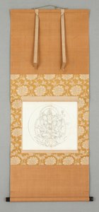 Disegno: Vajrasattva (rappresentante di tutti i
Buddha) e quattro bodhisattva,
XIII-inizio XIV secolo (Rotolo appeso: inchiostro su carta) da Japanese School