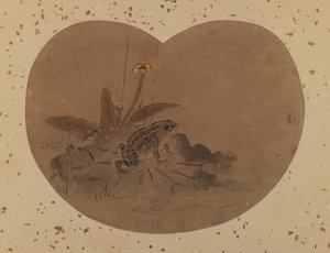 Dipinto a ventaglio di una rana (verso) da Japanese School