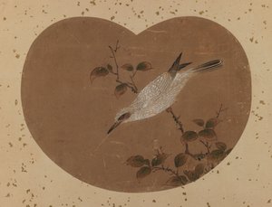 Dipinto a ventaglio con uccello (recto) da Japanese School