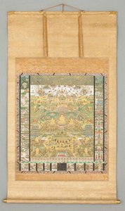 Illustrazione del Sutra della contemplazione
(Taima Mandara)