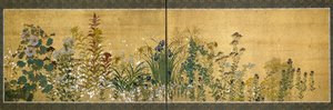 Arte giapponese: pannelli di schermo decorati con fiori