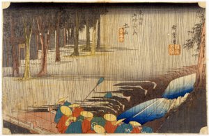 Paesaggio sotto la pioggia. Stampa giapponese. XIX secolo. da Japanese School