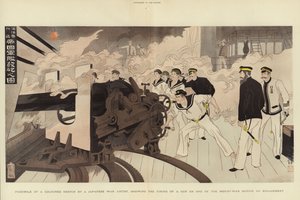 Nave da guerra durante un combattimento
