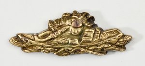 Menuki, o ornamento per impugnatura, a forma di samurai da Japanese School