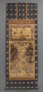 Dipinto murale: Discesa di venticinque bodhisattva (attendenti della triade di Amitabha), XVIII secolo