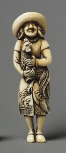 Netsuke modellato come straniero con kirin, XIX secolo da Japanese School