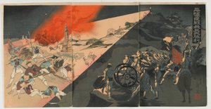 Battaglia notturna a Pingyang, era Meiji, 1894 da Japanese School