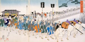 Guerrieri samurai in marcia