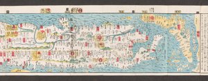 Sezione di una mappa delle strade in Giappone. Dai Nihon koku junro meiki daisei. ["Una mappa chiara e minuta delle strade principali del Giappone"] 1850 da Japanese School