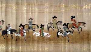 Sesta Ambasciata Coreana in Giappone nel Meireki 1 al Tempo della Successione di Tokugawa Ietsuna nel 1651, probabilmente di Kano Masunobu (1625-94) (dettaglio) da Japanese School