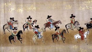 Sesta ambasciata coreana in Giappone nel Meireki 1 al momento della successione di Tokugawa Ietsuna nel 1651, probabilmente di Kano Masunobu da Japanese School