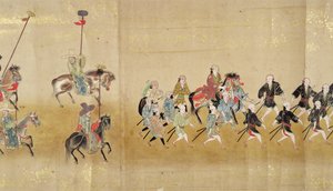 Sesta ambasciata coreana in Giappone nel Meireki 1 al tempo della successione di Tokugawa Ietsuna nel 1651, forse di Kano Masunobu (1625-94) (dipinto su rotolo) (dettaglio)