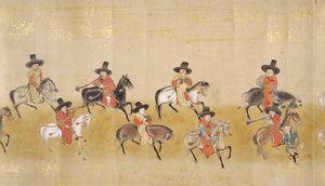 Sesta ambasciata coreana in Giappone nel Meireki 1 al tempo della successione di Tokugawa Ietsuna nel 1651, forse di Kano Masunobu (1625-94) (dipinto su rotolo) (dettaglio)