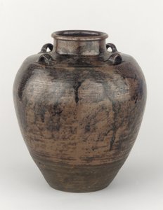 Barattolo per conservare foglie di tè con quattro manici, Toki o Mizunami, prefettura di Gifu, periodo Edo da Japanese School
