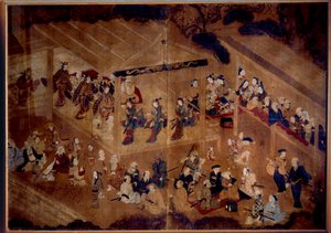 Teatro Kabuki: attori sul palco; stampa giapponese del XVIII secolo Parigi, Museo Guimet, Museo Nazionale delle Arti Asiatiche da Japanese School