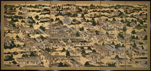 Vedute di Kyoto e dintorni (Rakuchu rakugai zu), 1616-24 circa (inchiostro, colore e foglia d