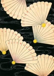 Ventagli bianchi su sfondo nero da Japanese School