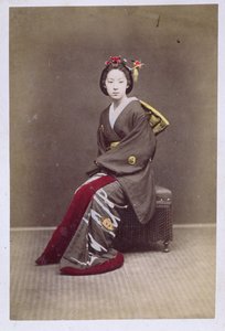 Giovane Ragazza in Kimono, c.1860-70 da Japanese School
