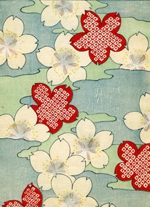 Stampa xilografica a colori di fiori di corniolo