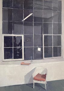 Interno di studio di notte, 2022 (olio su tela)