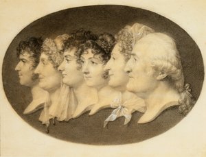 Ritratto di profilo di Augustin e della sua famiglia