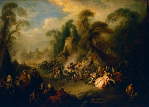 Festa di campagna, ca 1728, dipinto di Jean-Baptiste Pater (1695-1736), olio su tela da Jean Baptiste Joseph Pater