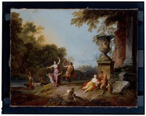 Ninfe e satiri in un paesaggio fluviale da Jean Baptiste Lallemand