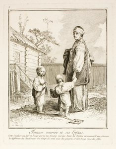 Donna sposata e i suoi figli, tavola cinque da Divers Habillements des Peuples du Nord da Jean-Baptiste Le Prince
