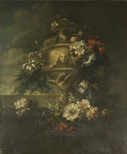 Fiori in un vaso scolpito da Jean Baptiste Monnoyer