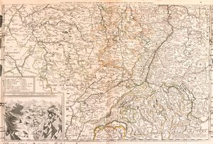 Francia (Regione: Alta Normandia, Île-de-France, Champagne-Ardenne, Rodano-Alpi, Borgogna, Alvernia, Centro), Belgio (sud Regione Vallonia), Lussemburgo, Germania (Renania-Palatinato, Saarland, Baden-Württemberg), Svizzera (Cantone: Turgovia, Appenzello) da Jean Baptiste Nolin